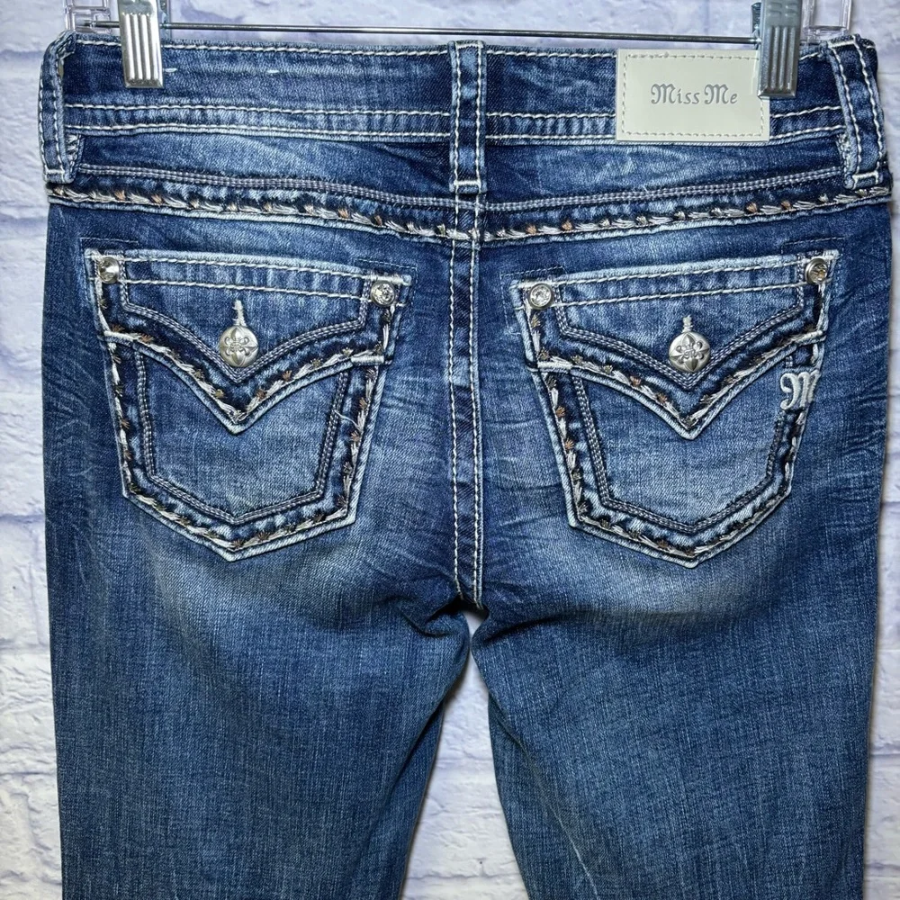 Miss Me Los Angeles Curvy Boot Cut Embellished  Beaded Jeans Bling Size 27x29.5